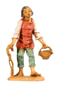 Kunstharzfiguren-10cm-Hirt mit Korb stehend