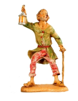 Kunstharzfiguren-10cm-Hirt mit Laterne