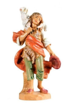 Kunstharzfiguren-11cm-Hirt mit Schulterschaf