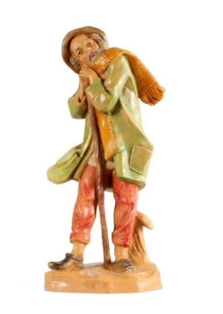 Kunstharzfiguren-11cm-Hirt mit Stab und Tasche