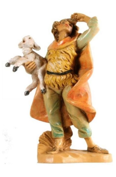 Kunstharzfiguren-11cm-Hirt mit Lamm im Arm