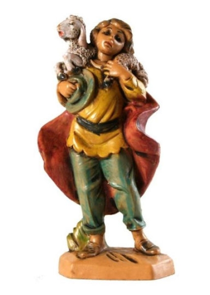 Kunstharzfiguren-6,5cm-Hirt mit Schulterschaf