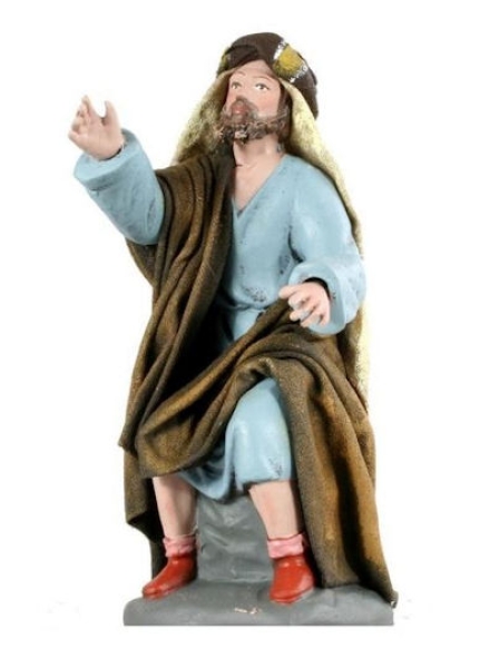 Tonfiguren Hirt sitzend