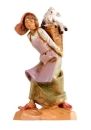 Kunstharzfiguren-11cm-Hirtin mit Lämmer im Korb